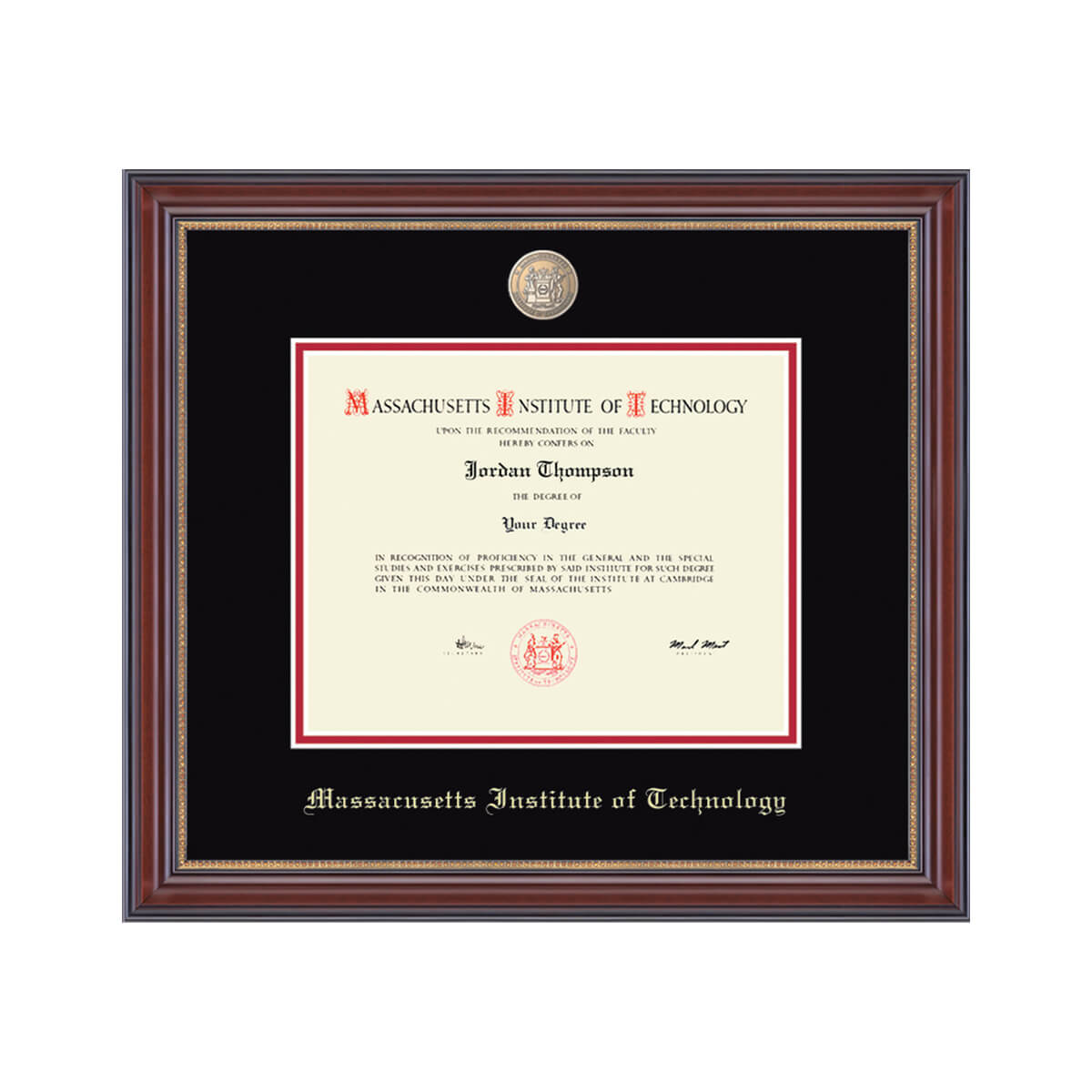MIT Masterpiece Medallion Diploma Frame in Kensington Gold with Black